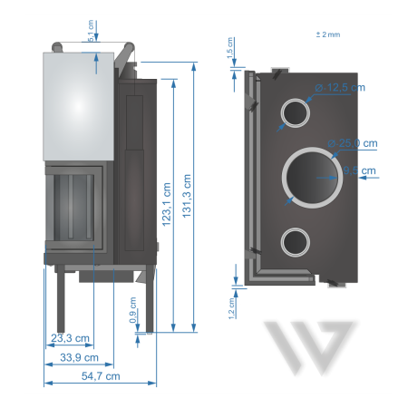Τζάκι Αερόθερμο W 100 Corner (D2)