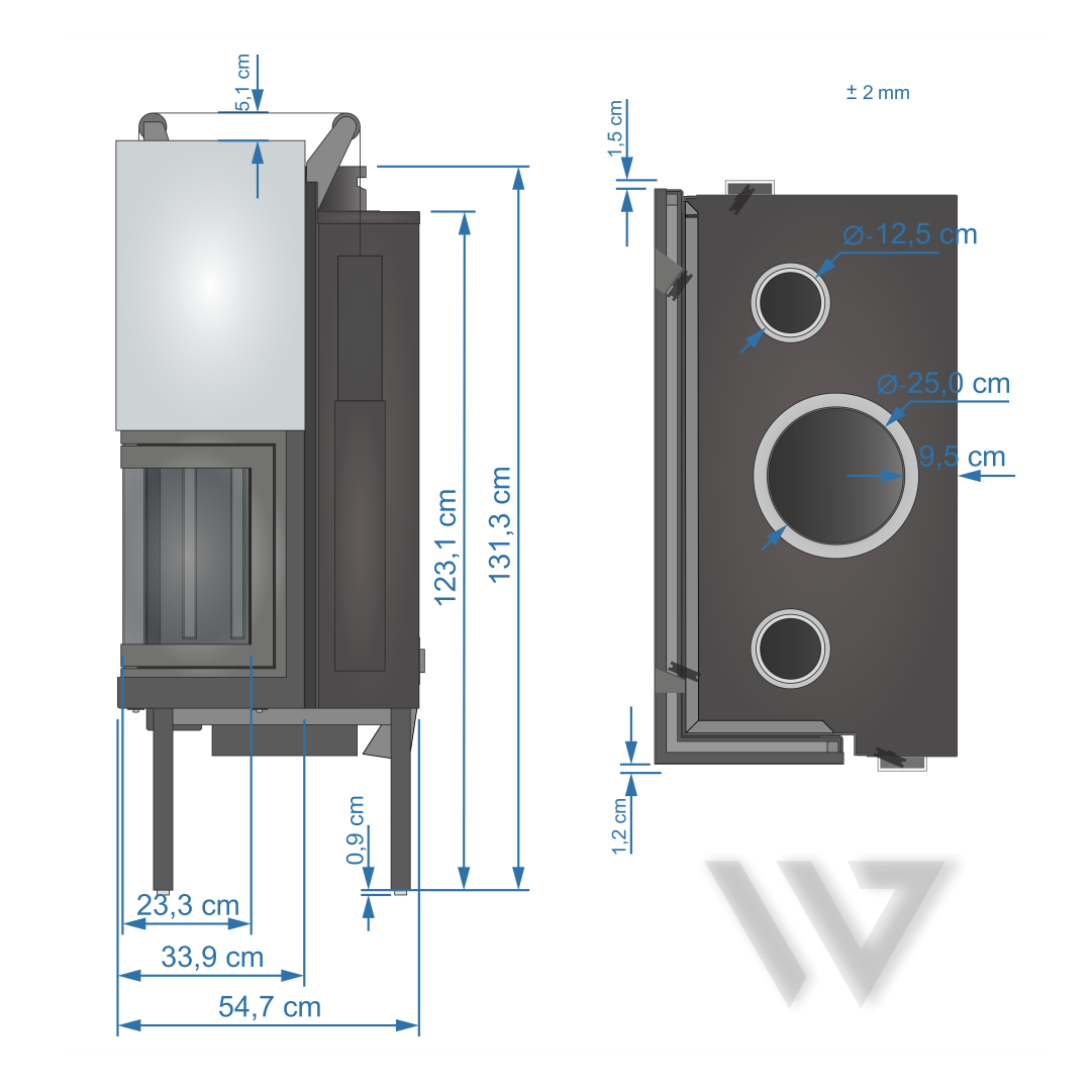 Τζάκι Αερόθερμο W 100 Corner (D2)